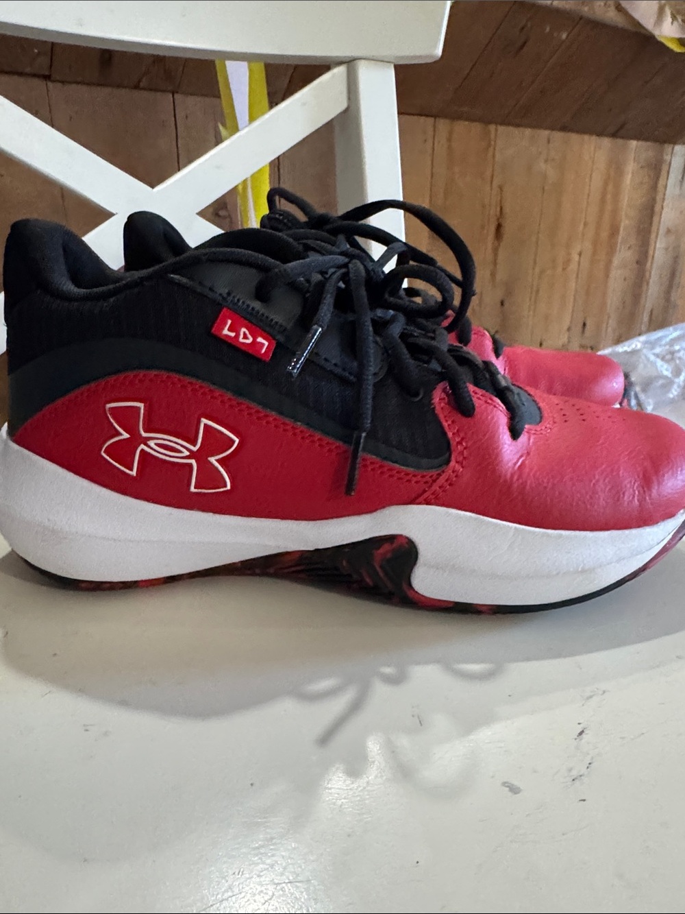 Under Armour Kids Red and Black Lace-Up Athletic Sneakers